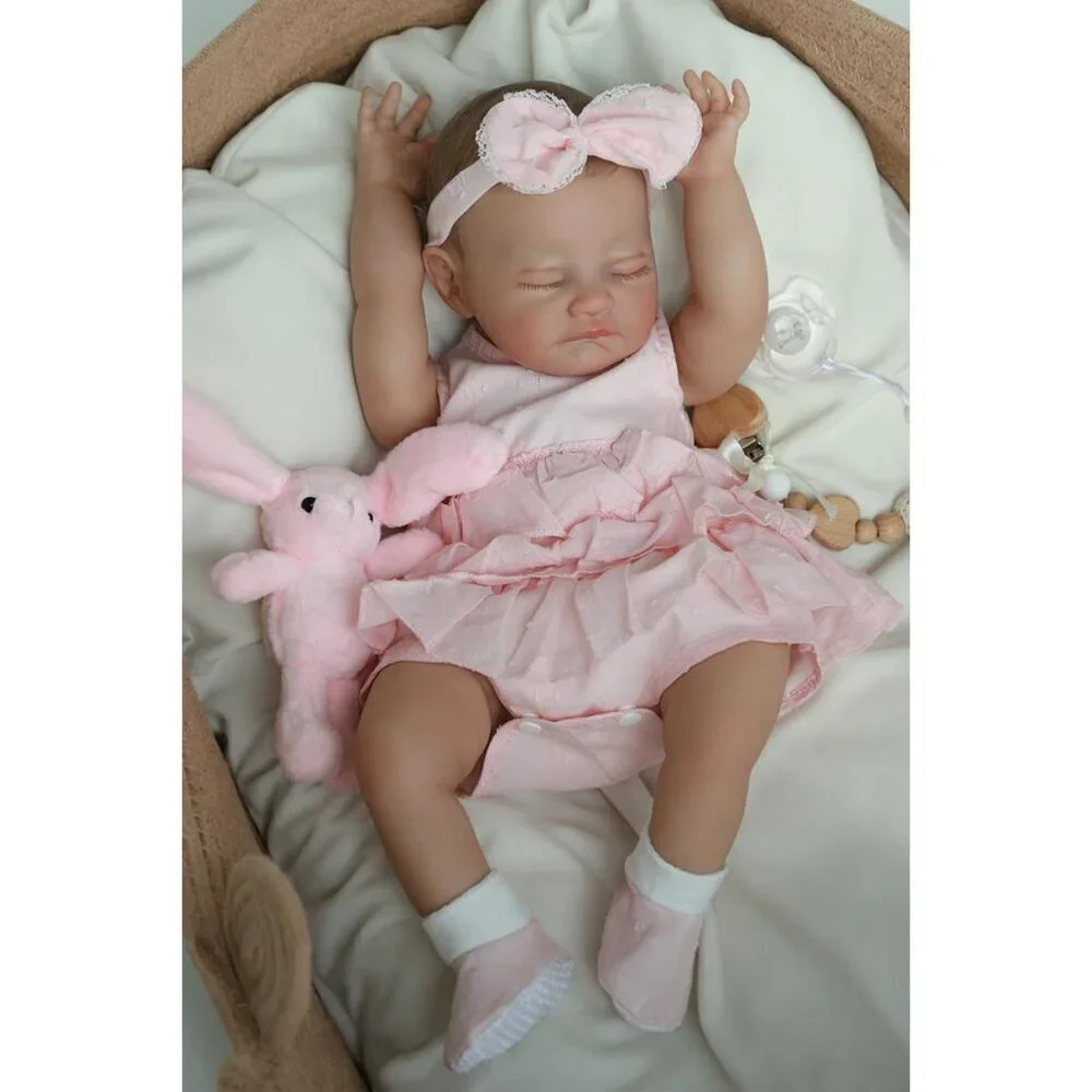 🆕20inch Soft Cloth Body Newborn Baby Doll Poseable Limbs Sleeping Doll Ava Girl